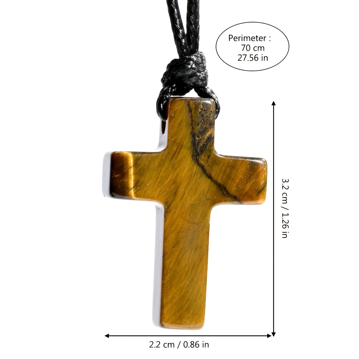 2pcs Cross Tiger Eye Stone Pendant Necklace Set